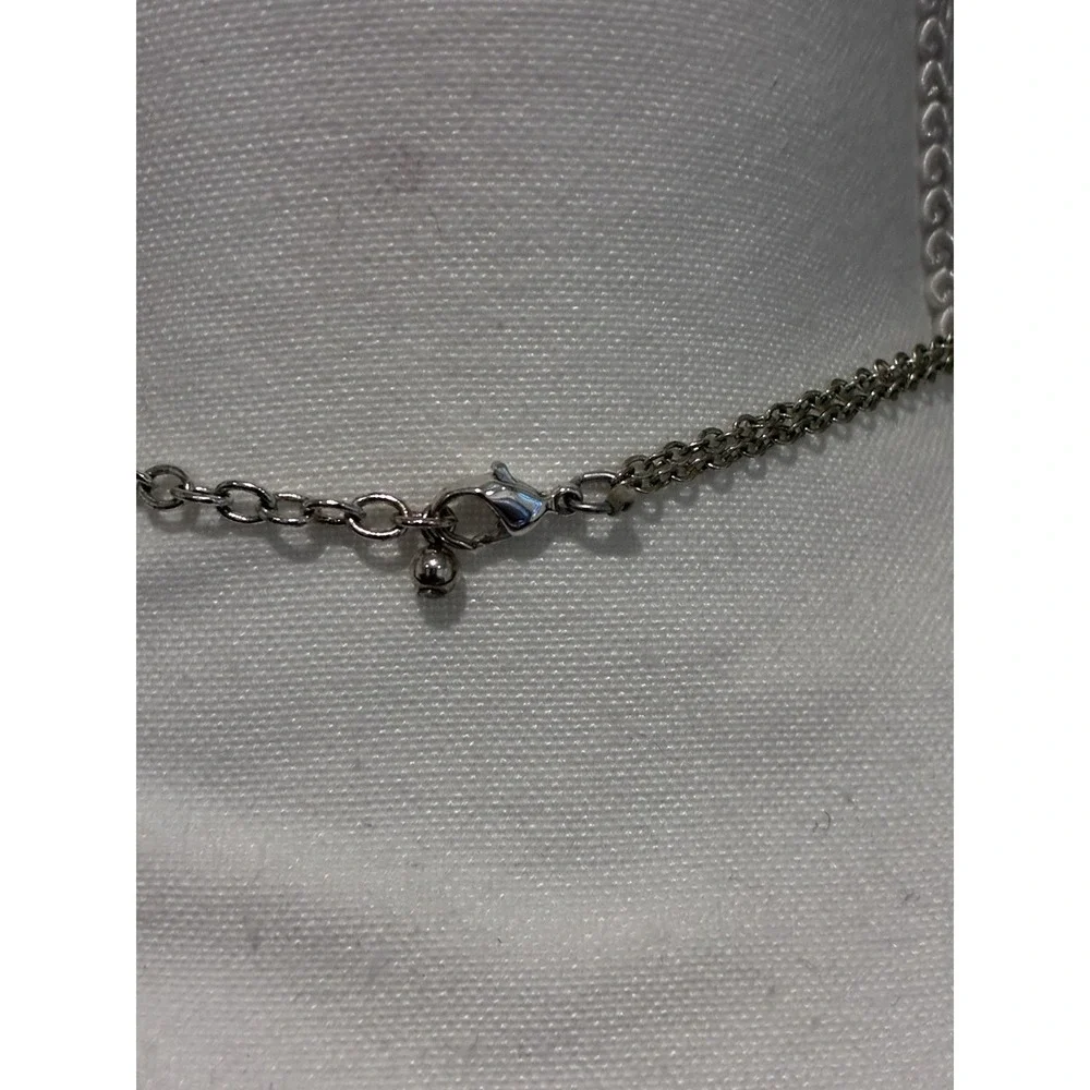 Napier Necklace Crystal  Teardrop Round Rhinestone Victorian Silver Tone